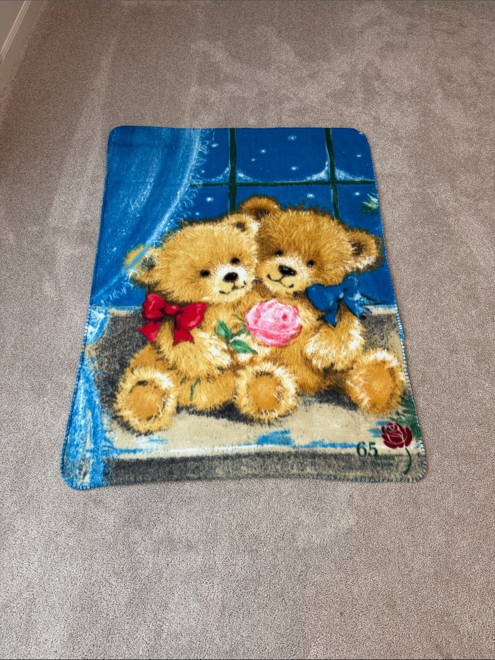 Plush Teddy Bears with r Fleece Throw Blanket - Blue 65 rose collection blanket